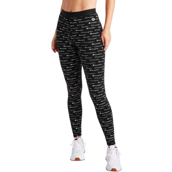 Champion Women's Authentic Print‎ Leggings All Over Print Size Medium Black - Picture 3 of 8